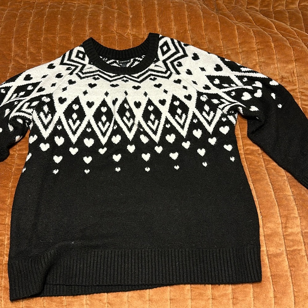 Black and white heart sweater